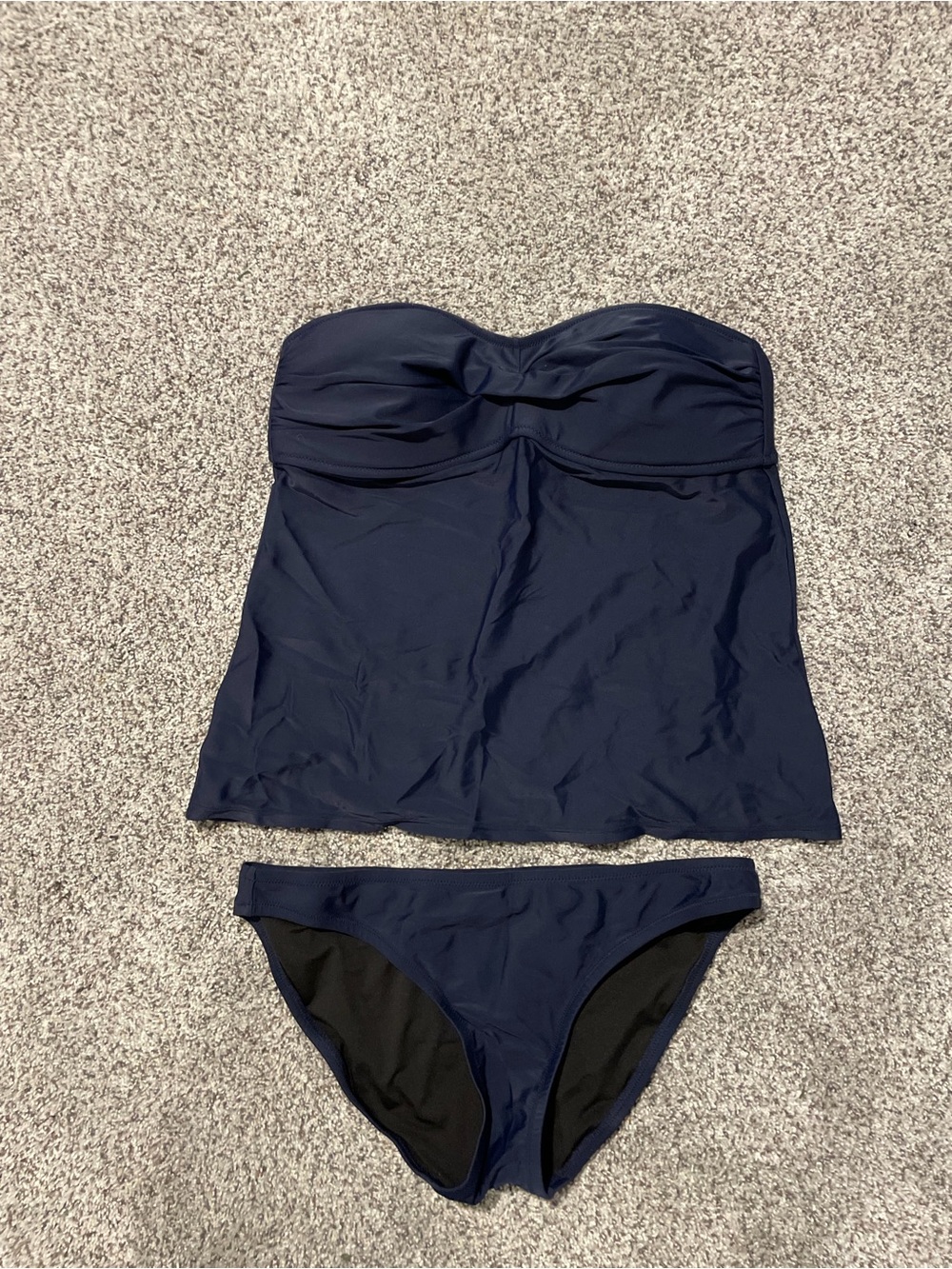 J. Crew Navy Strapless Tankini with Matching Bikini Bottom